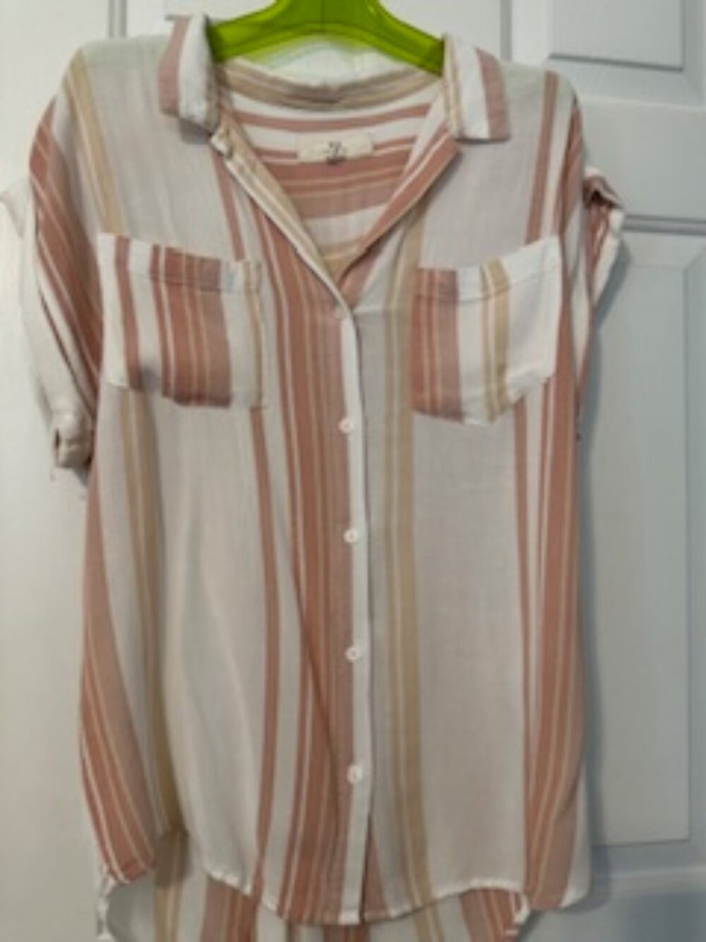 Thread & Supply striped short sleeve blouse Sz M